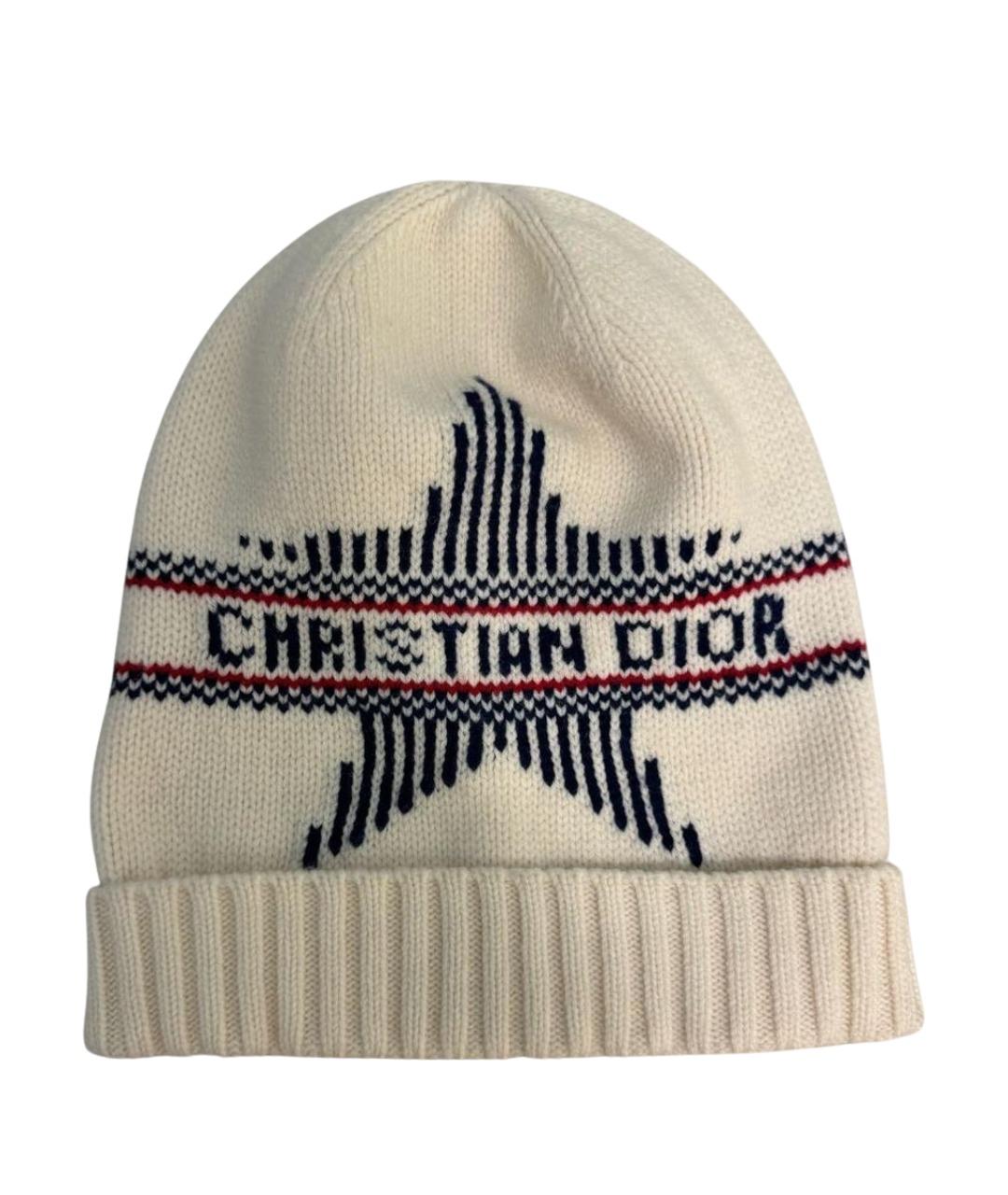 CHRISTIAN DIOR Белая кашемировая шапка, фото 1