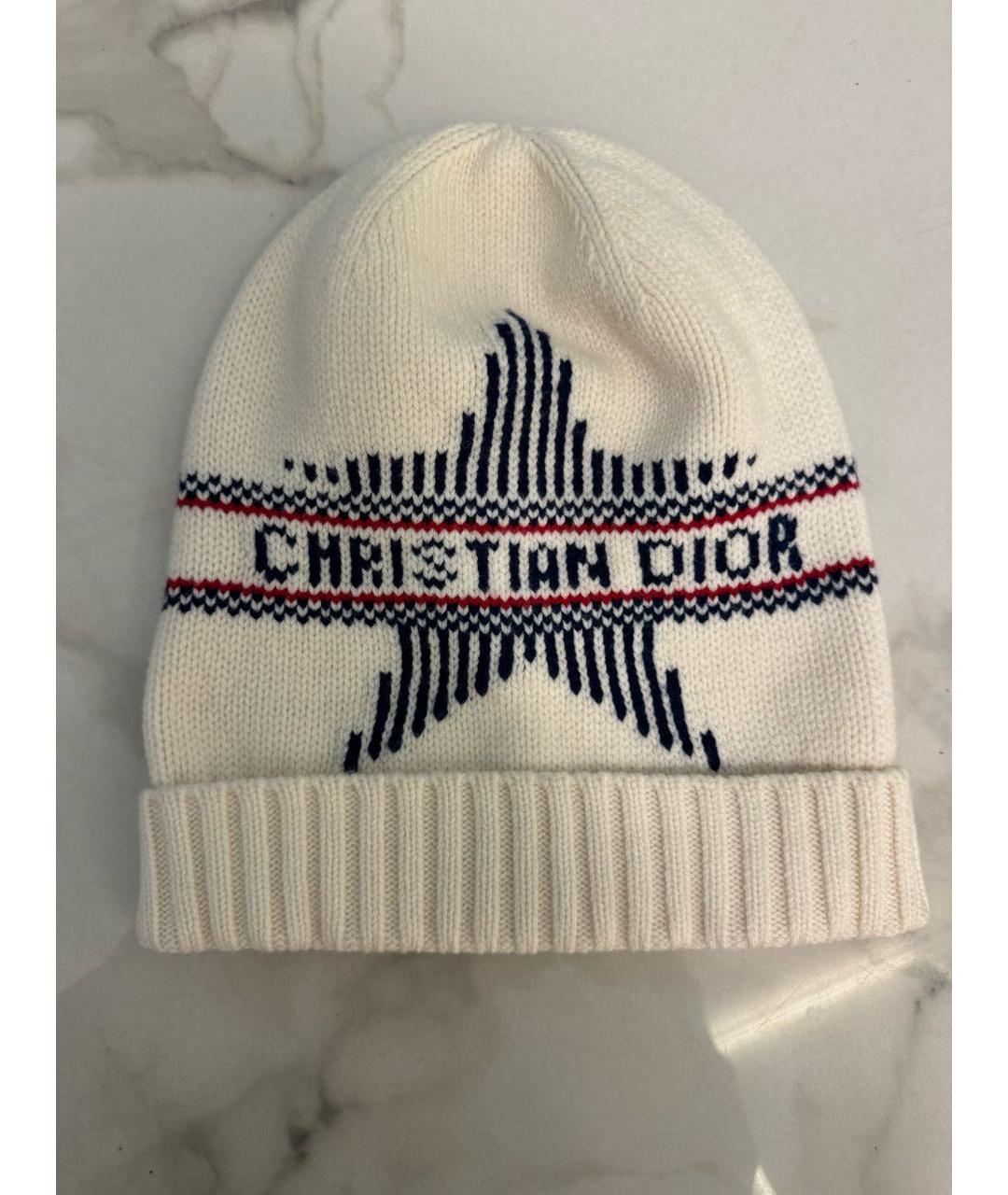CHRISTIAN DIOR Белая кашемировая шапка, фото 4