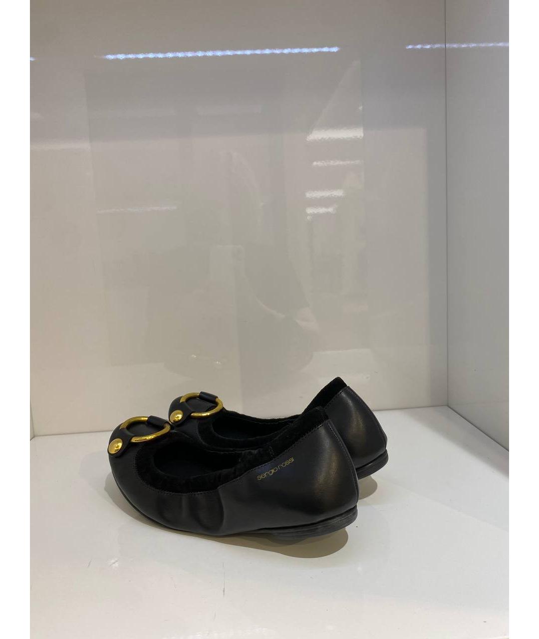 SERGIO ROSSI Черные кожаные балетки, фото 3