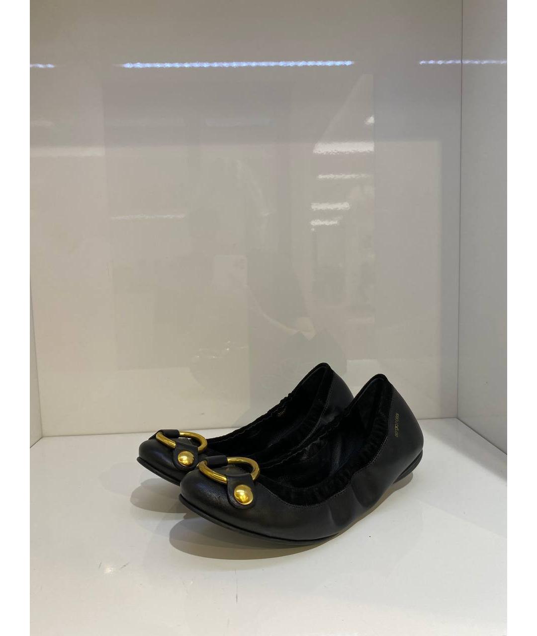 SERGIO ROSSI Черные кожаные балетки, фото 2