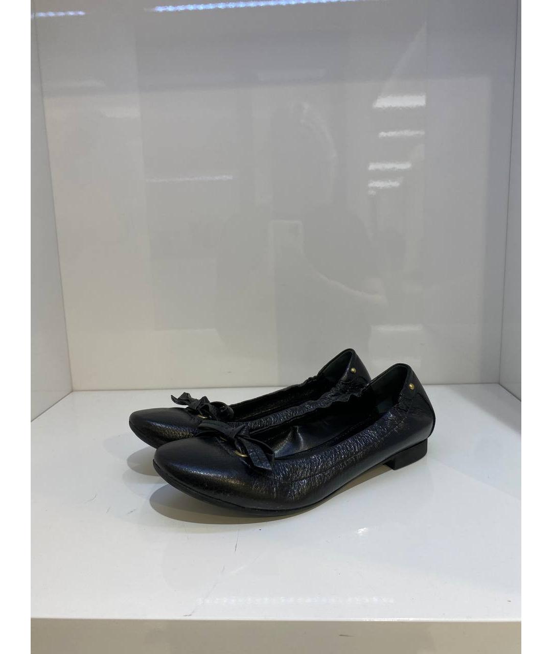 SERGIO ROSSI Черные кожаные балетки, фото 2