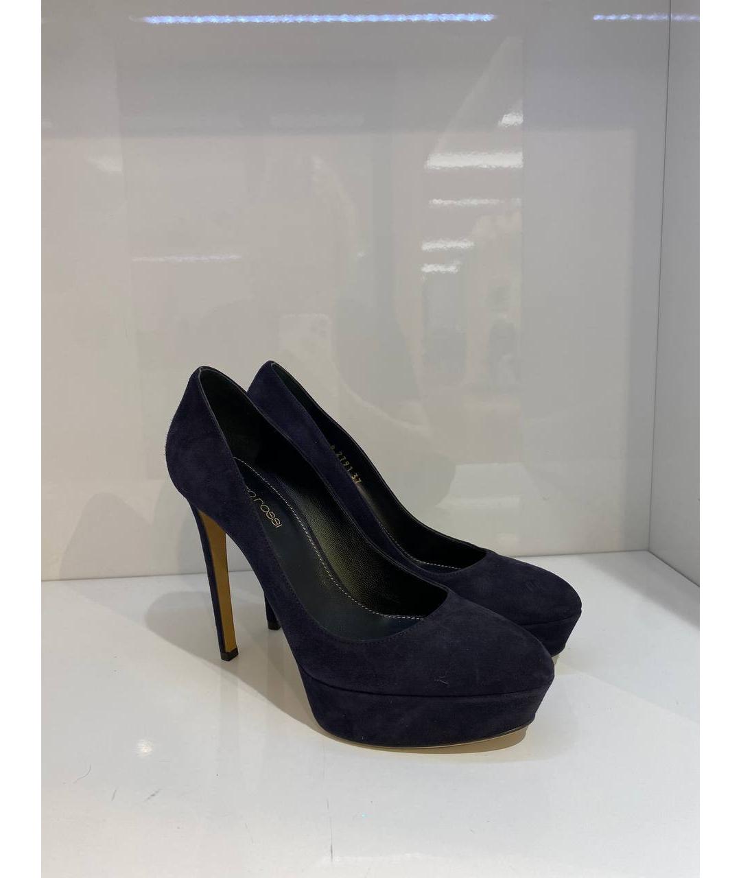SERGIO ROSSI Темно-синие замшевые туфли, фото 4