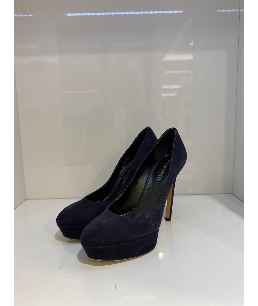 SERGIO ROSSI Темно-синие замшевые туфли, фото 2
