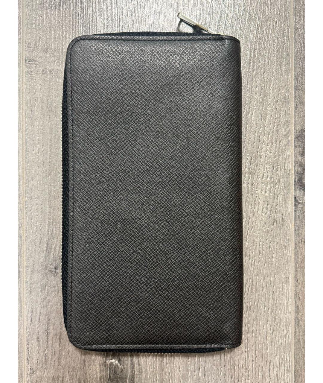 LOUIS VUITTON Черный кожаный кошелек, фото 2