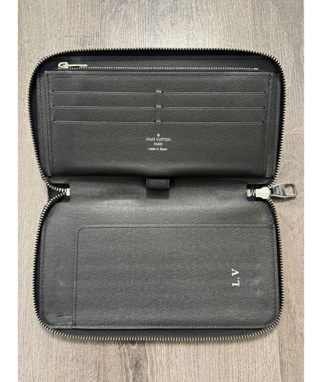 LOUIS VUITTON Черный кожаный кошелек, фото 8