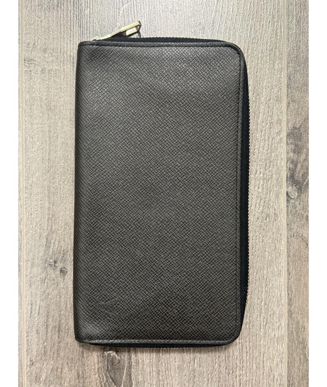 LOUIS VUITTON Черный кожаный кошелек, фото 9