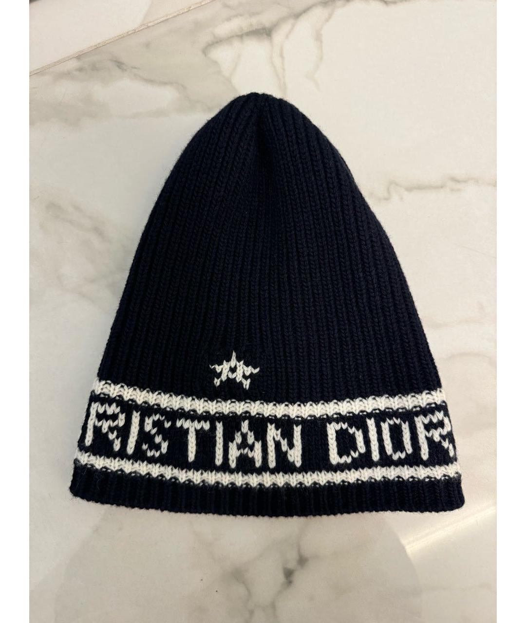 CHRISTIAN DIOR Темно-синяя кашемировая шапка, фото 4