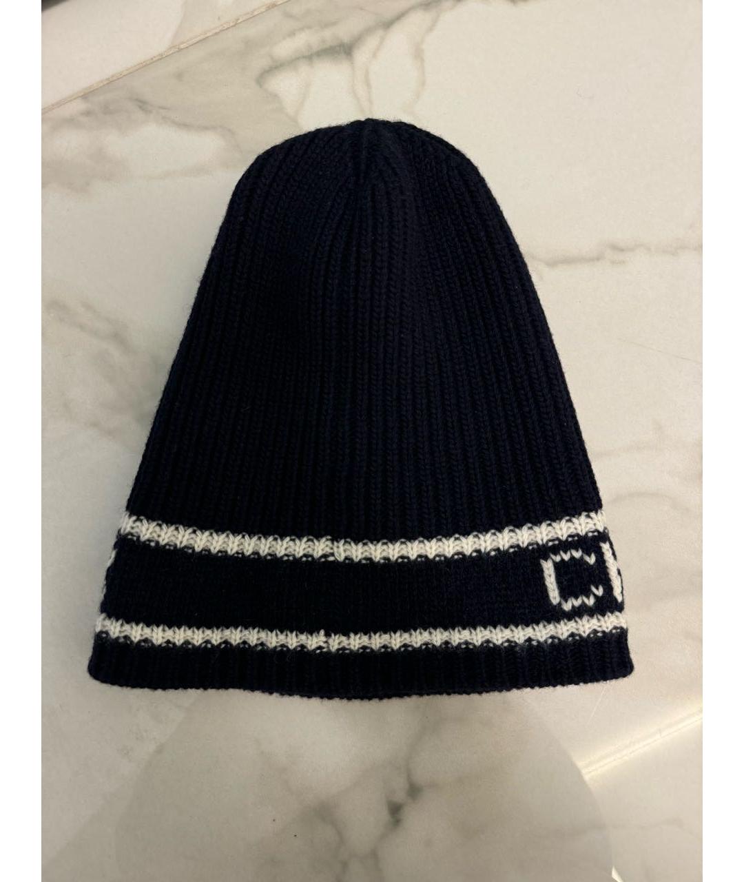 CHRISTIAN DIOR Темно-синяя кашемировая шапка, фото 2