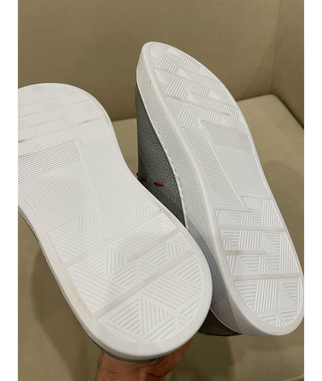 KITON Серые кожаные низкие кроссовки / кеды, фото 7