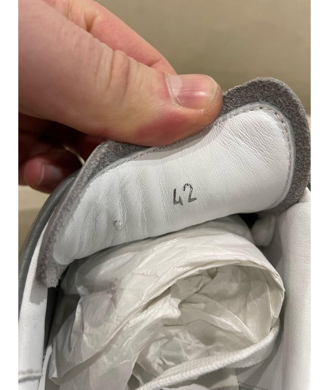 KITON Серые кожаные низкие кроссовки / кеды, фото 6