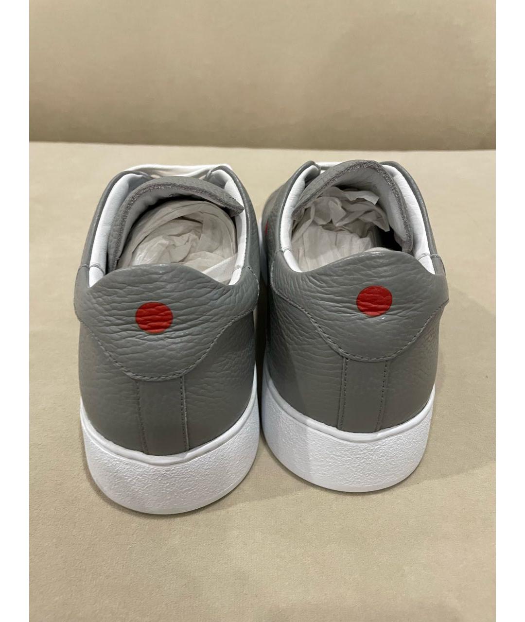 KITON Серые кожаные низкие кроссовки / кеды, фото 4