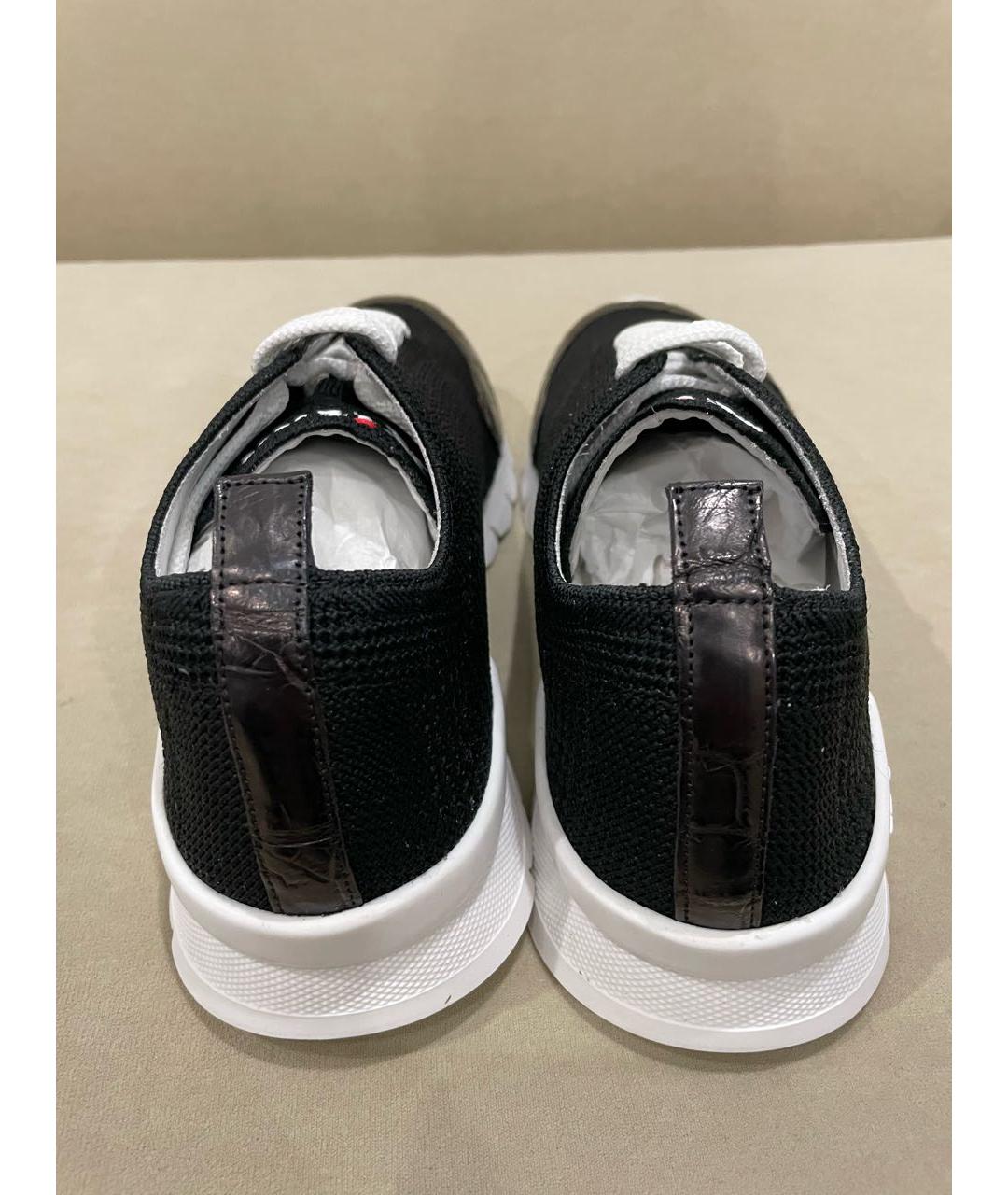 KITON Черные текстильные низкие кроссовки / кеды, фото 4