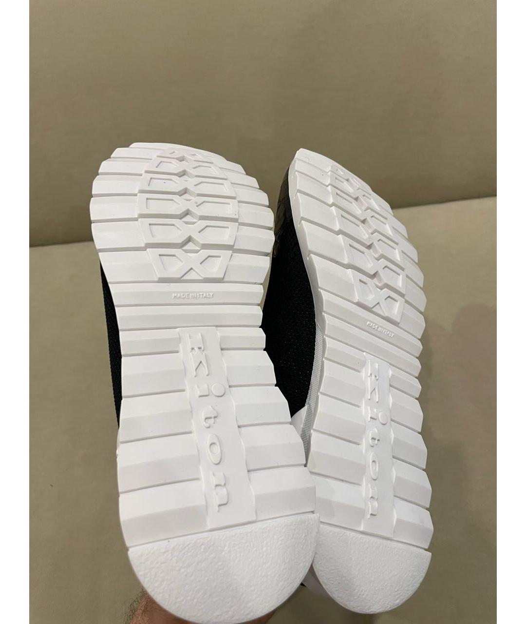 KITON Черные текстильные низкие кроссовки / кеды, фото 7