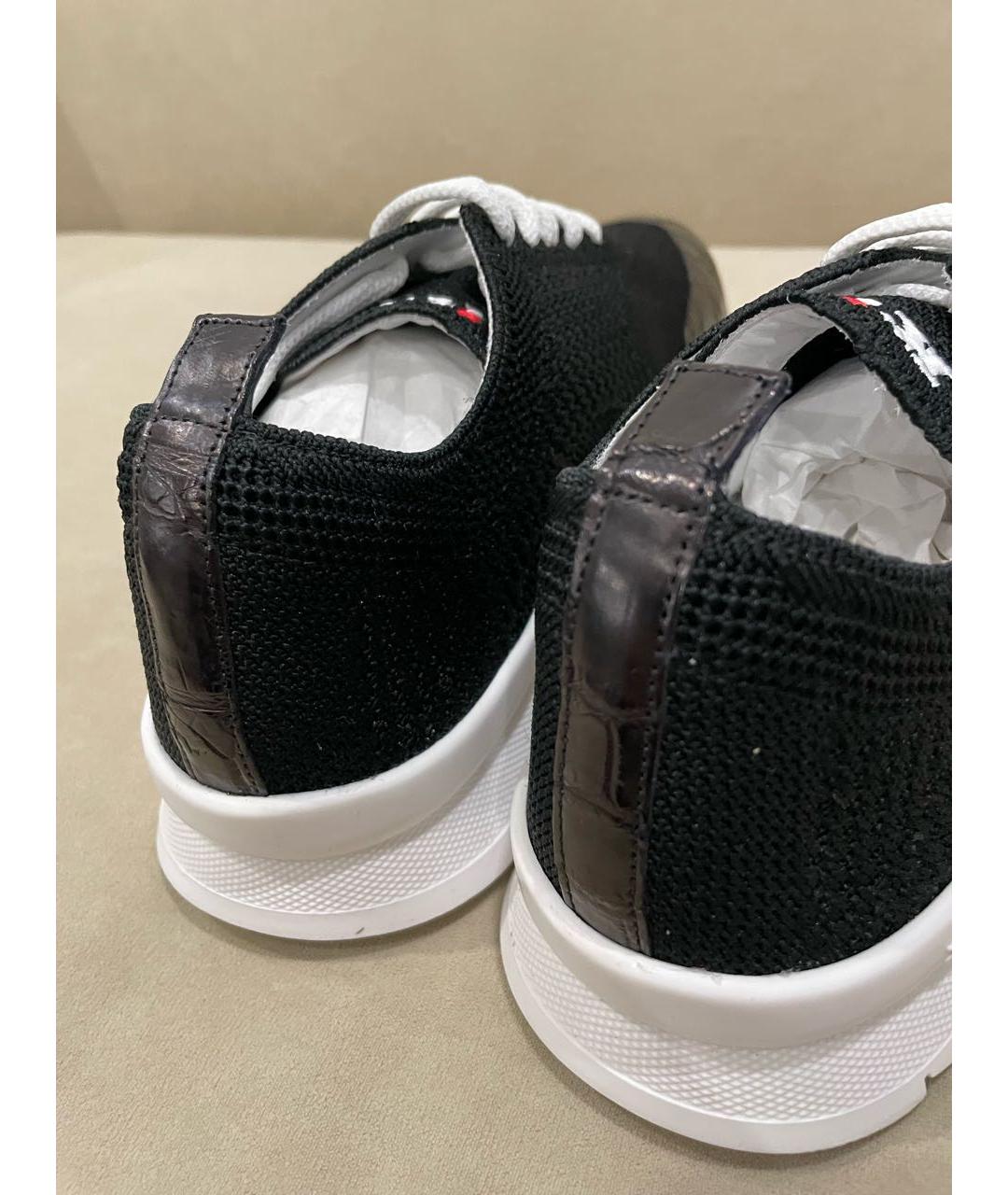 KITON Черные текстильные низкие кроссовки / кеды, фото 5