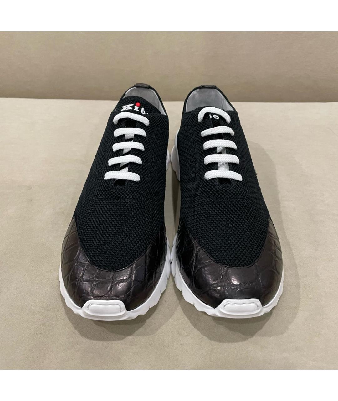 KITON Черные текстильные низкие кроссовки / кеды, фото 2