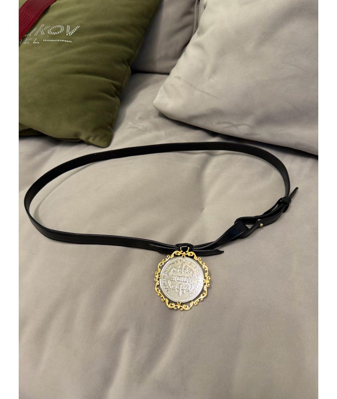 DOLCE&GABBANA Черный кожаный ремень, фото 6