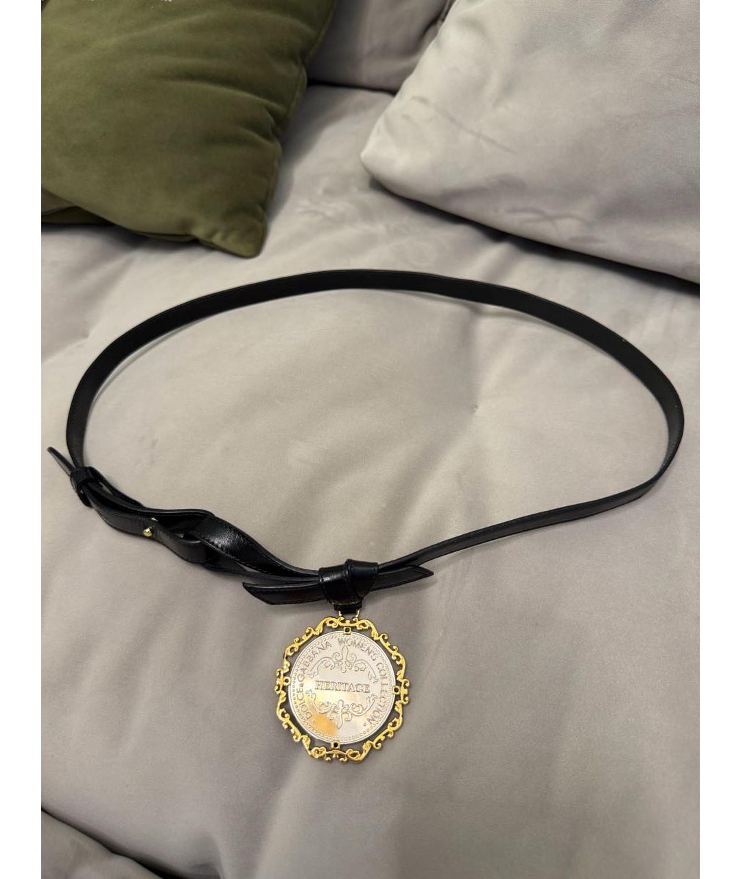 DOLCE&GABBANA Черный кожаный ремень, фото 2