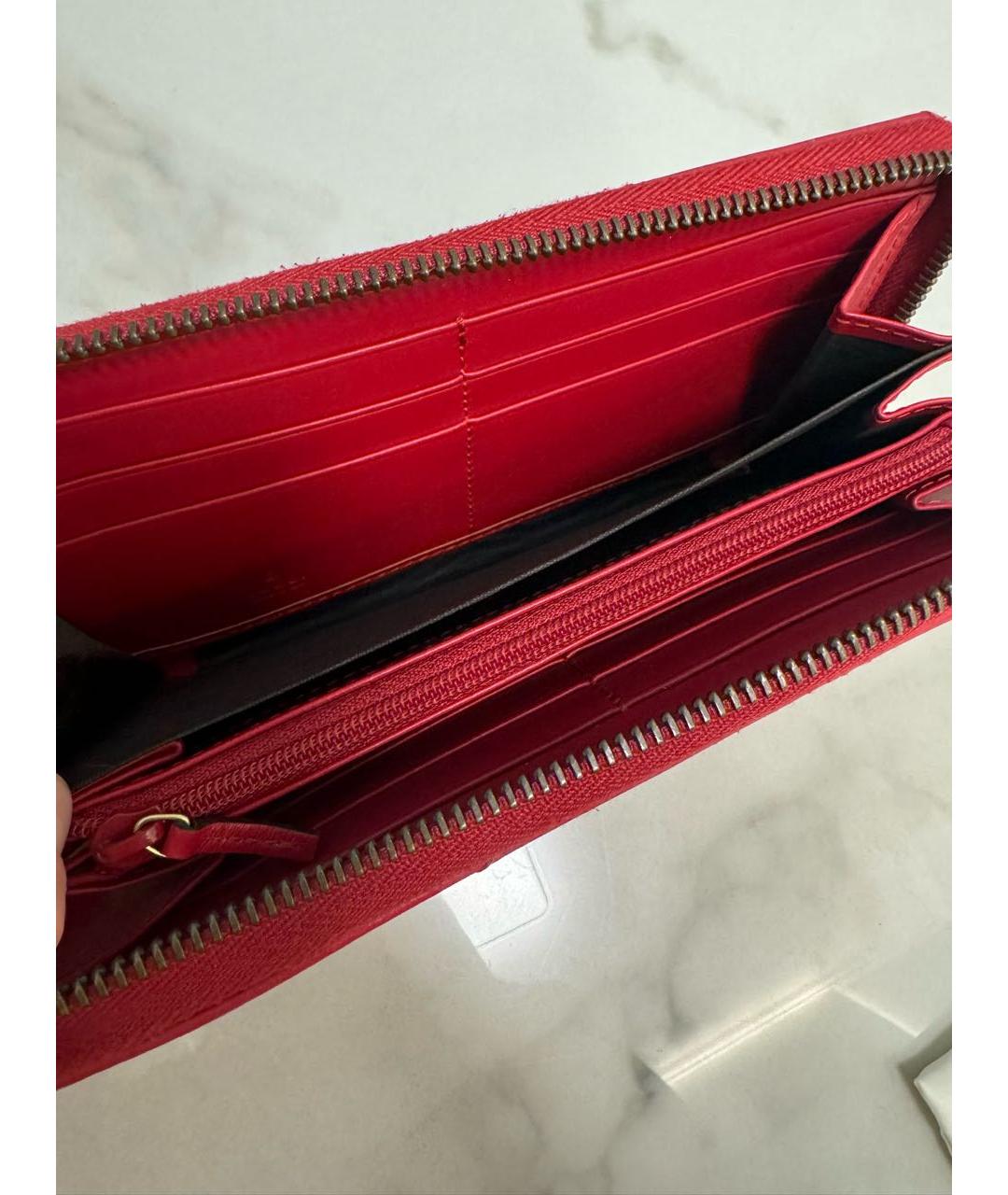 GUCCI Красный кожаный кошелек, фото 4
