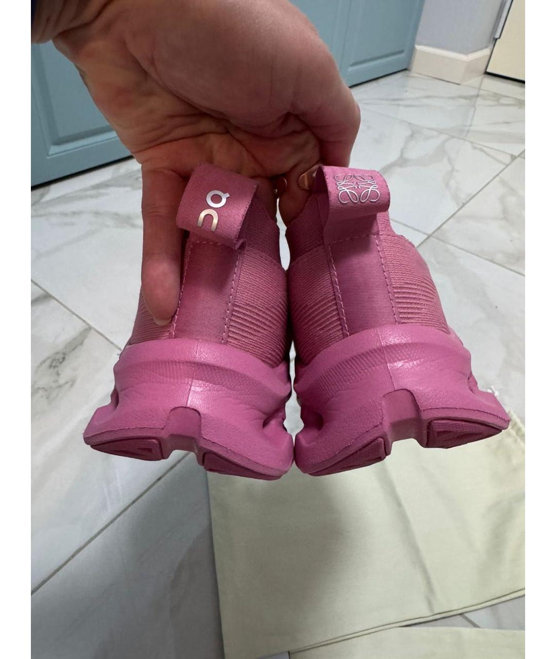 LOEWE Розовые текстильные кеды, фото 4