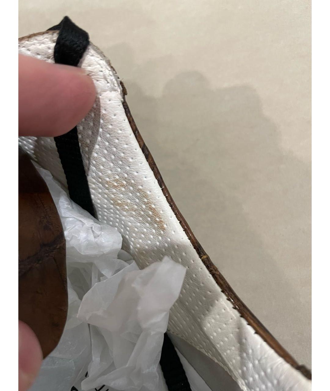 KITON Коричневые низкие кроссовки / кеды из экзотической кожи, фото 7