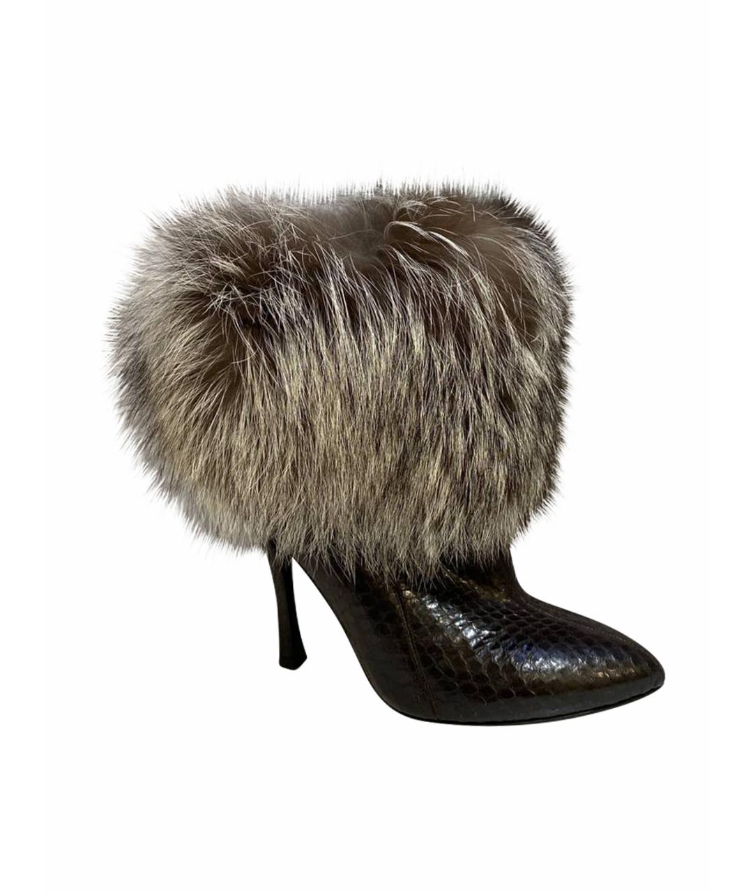 SERGIO ROSSI Коричневые кожаные ботинки, фото 1