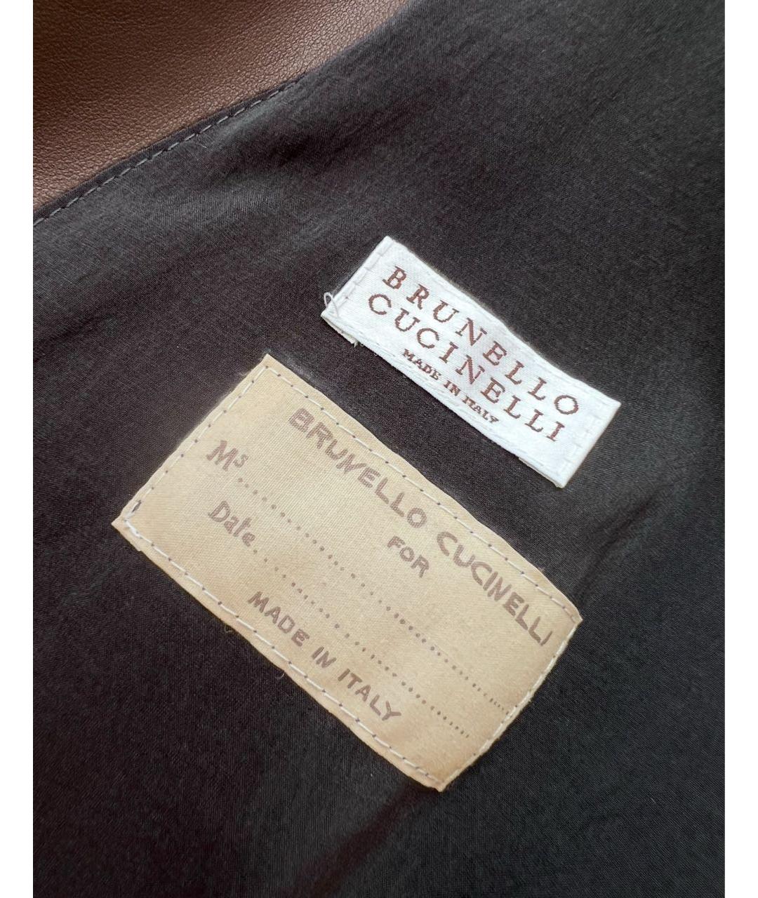 BRUNELLO CUCINELLI Коричневый кожаный жакет/пиджак, фото 7