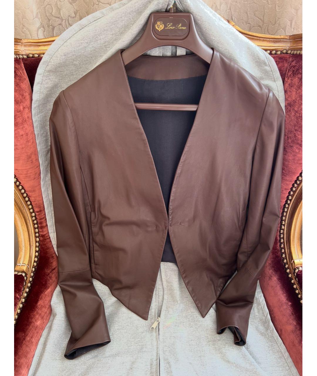 BRUNELLO CUCINELLI Коричневый кожаный жакет/пиджак, фото 3