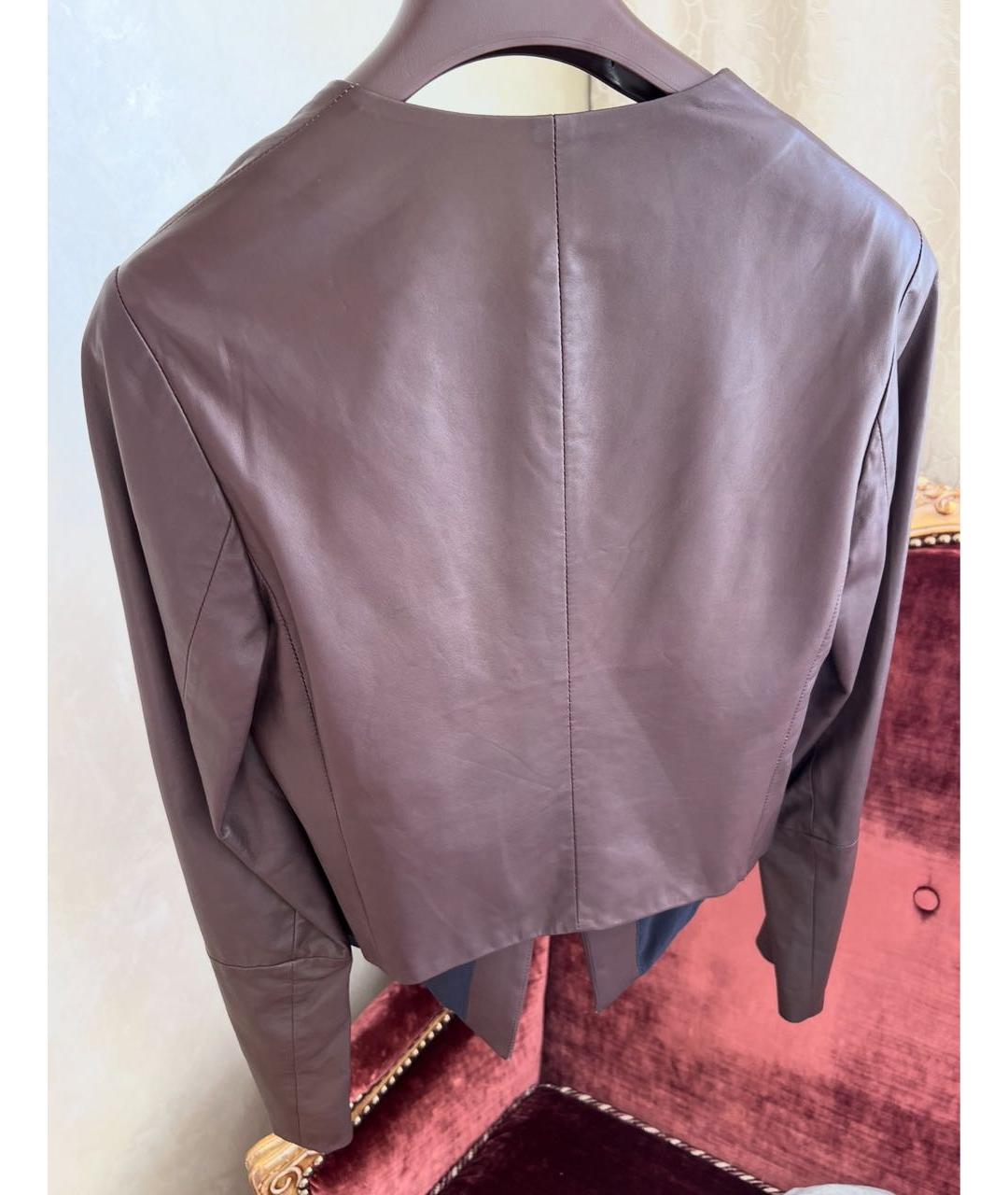 BRUNELLO CUCINELLI Коричневый кожаный жакет/пиджак, фото 5