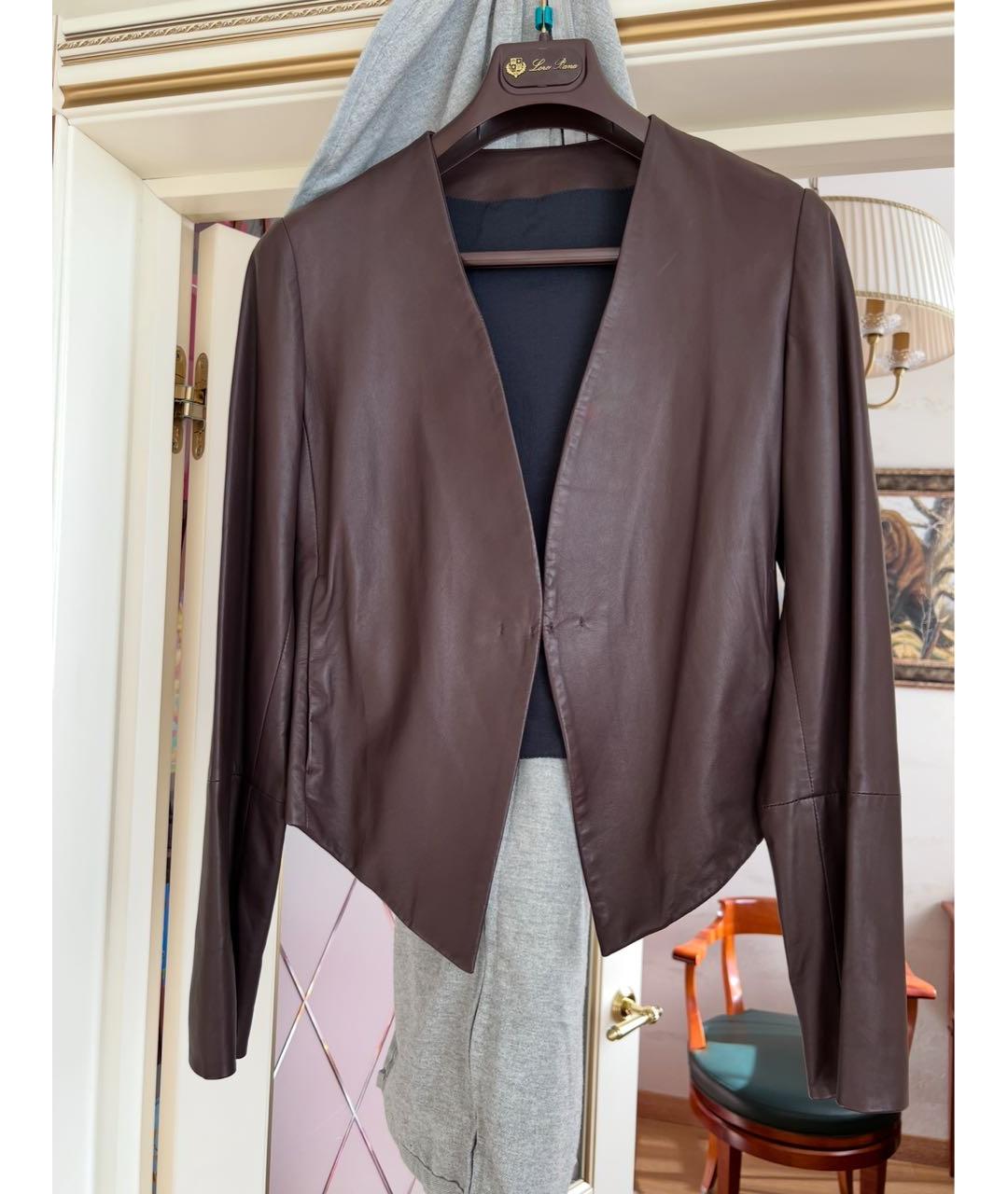 BRUNELLO CUCINELLI Коричневый кожаный жакет/пиджак, фото 2