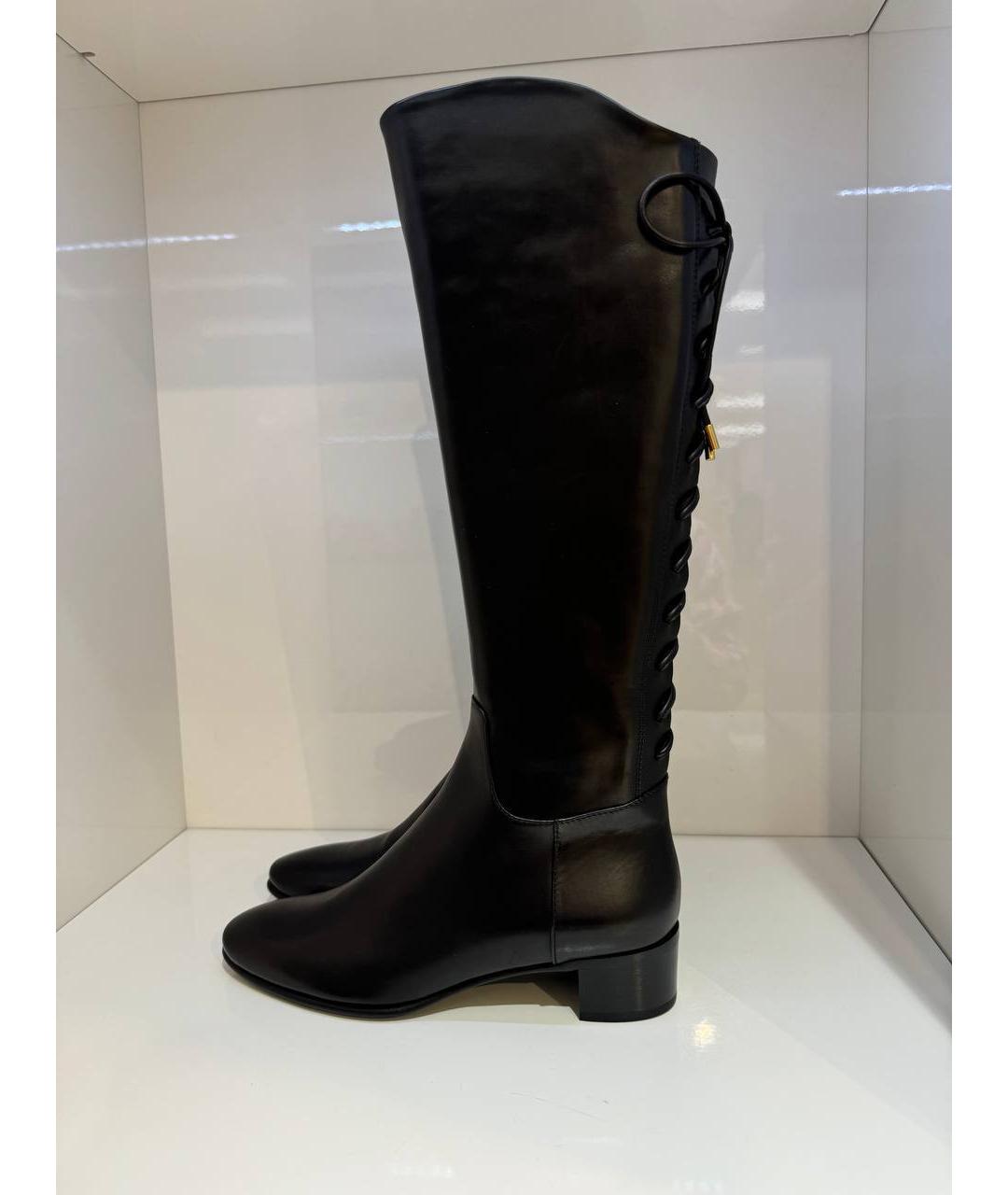 SERGIO ROSSI Черные кожаные сапоги, фото 4