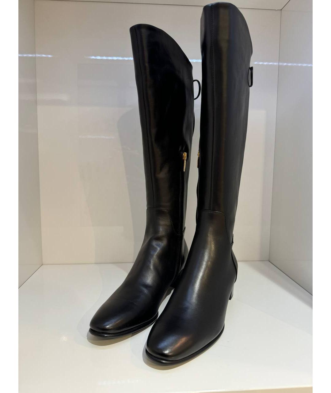 SERGIO ROSSI Черные кожаные сапоги, фото 2