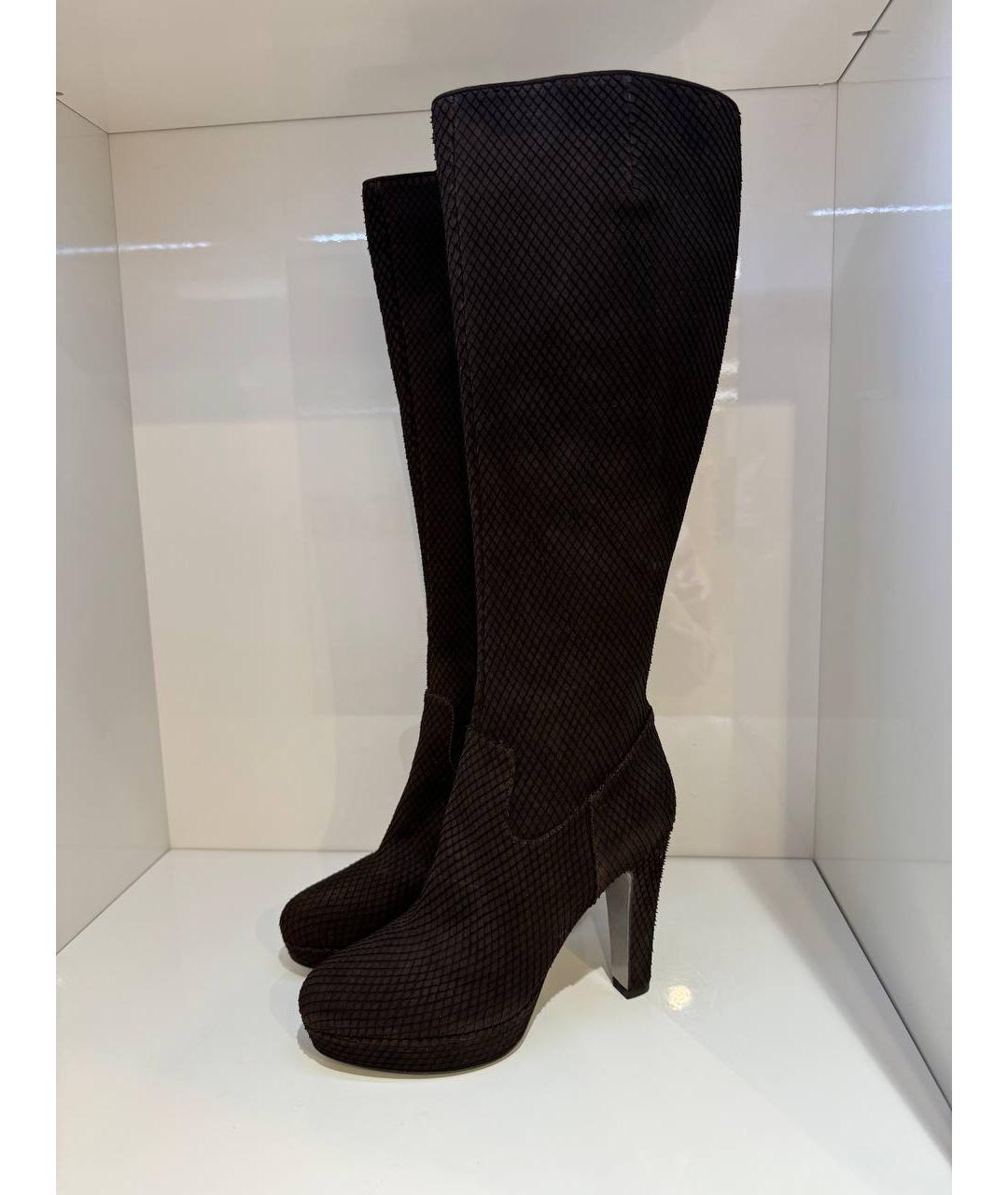 SERGIO ROSSI Коричневые кожаные сапоги, фото 4