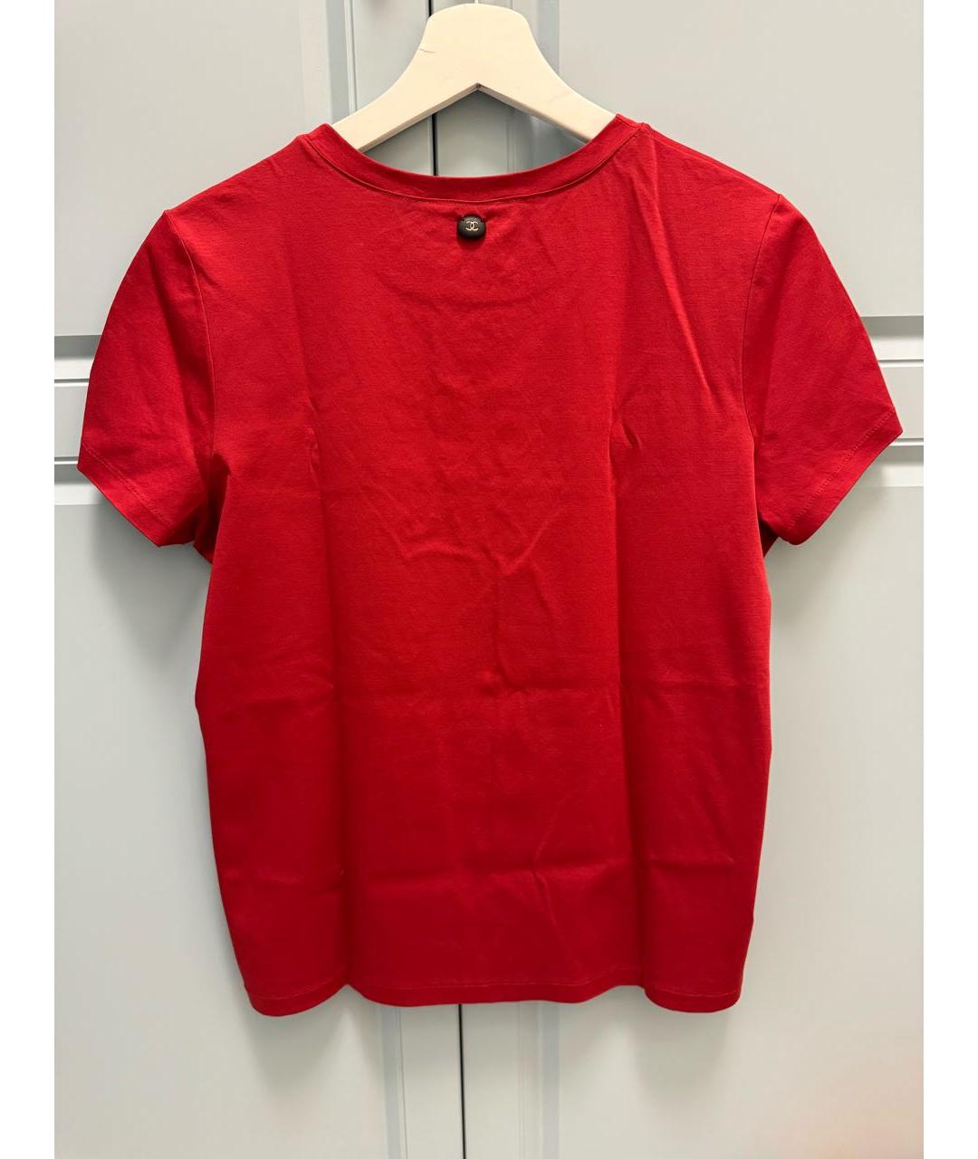 CHANEL Красная хлопковая футболка, фото 4