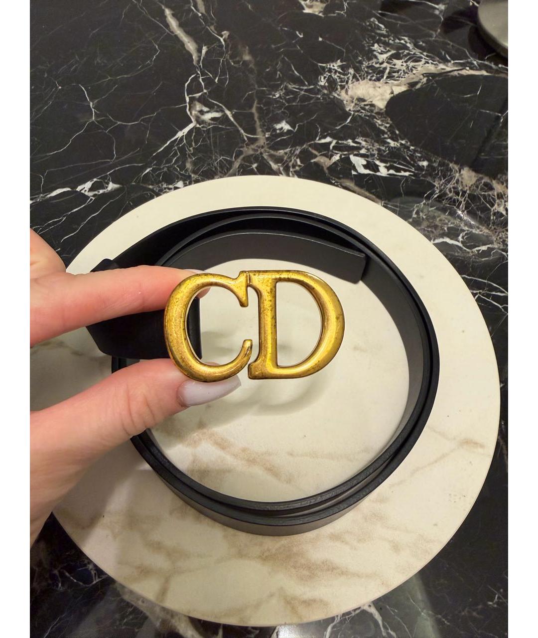 CHRISTIAN DIOR Черный кожаный ремень, фото 5