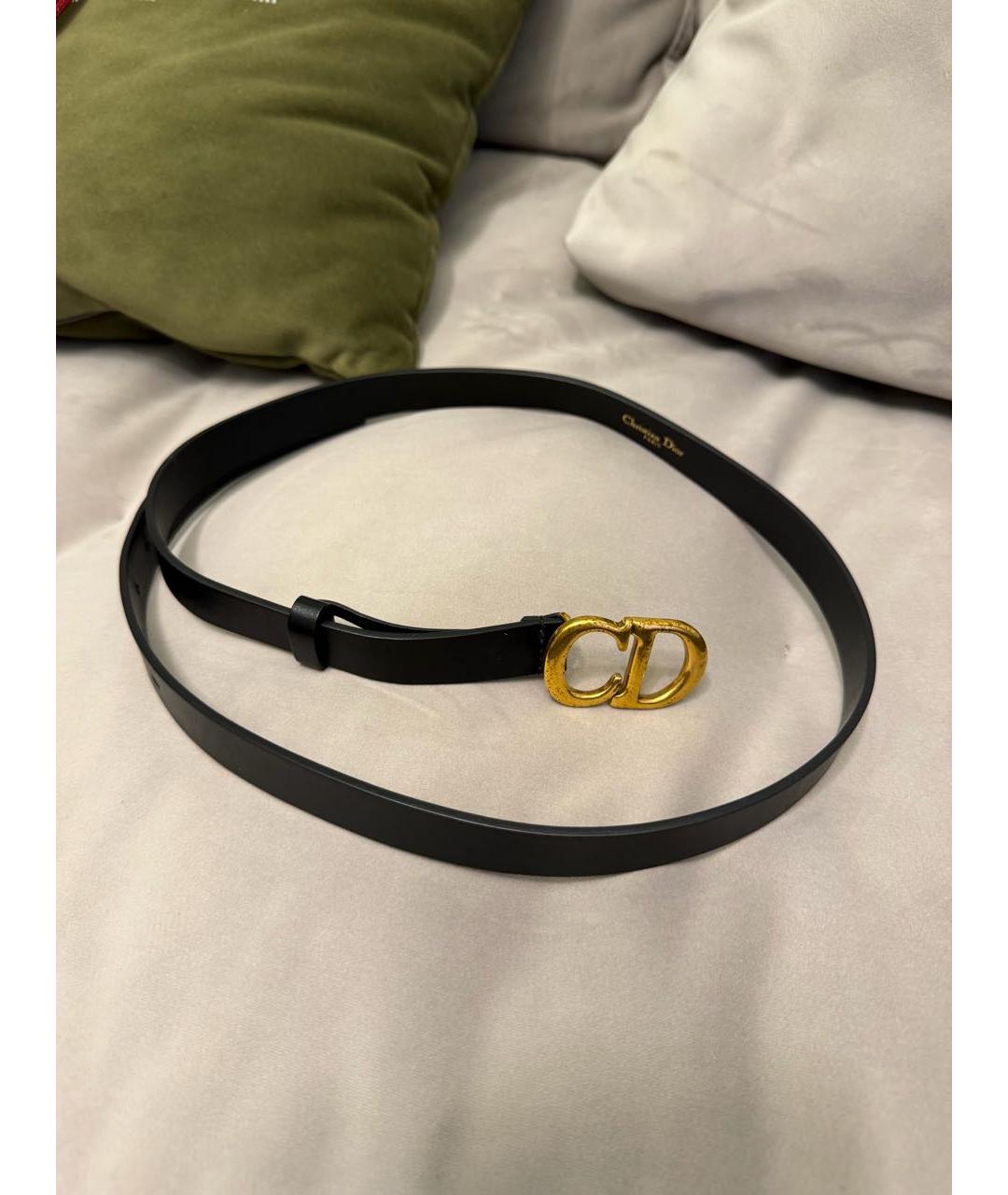 CHRISTIAN DIOR Черный кожаный ремень, фото 4