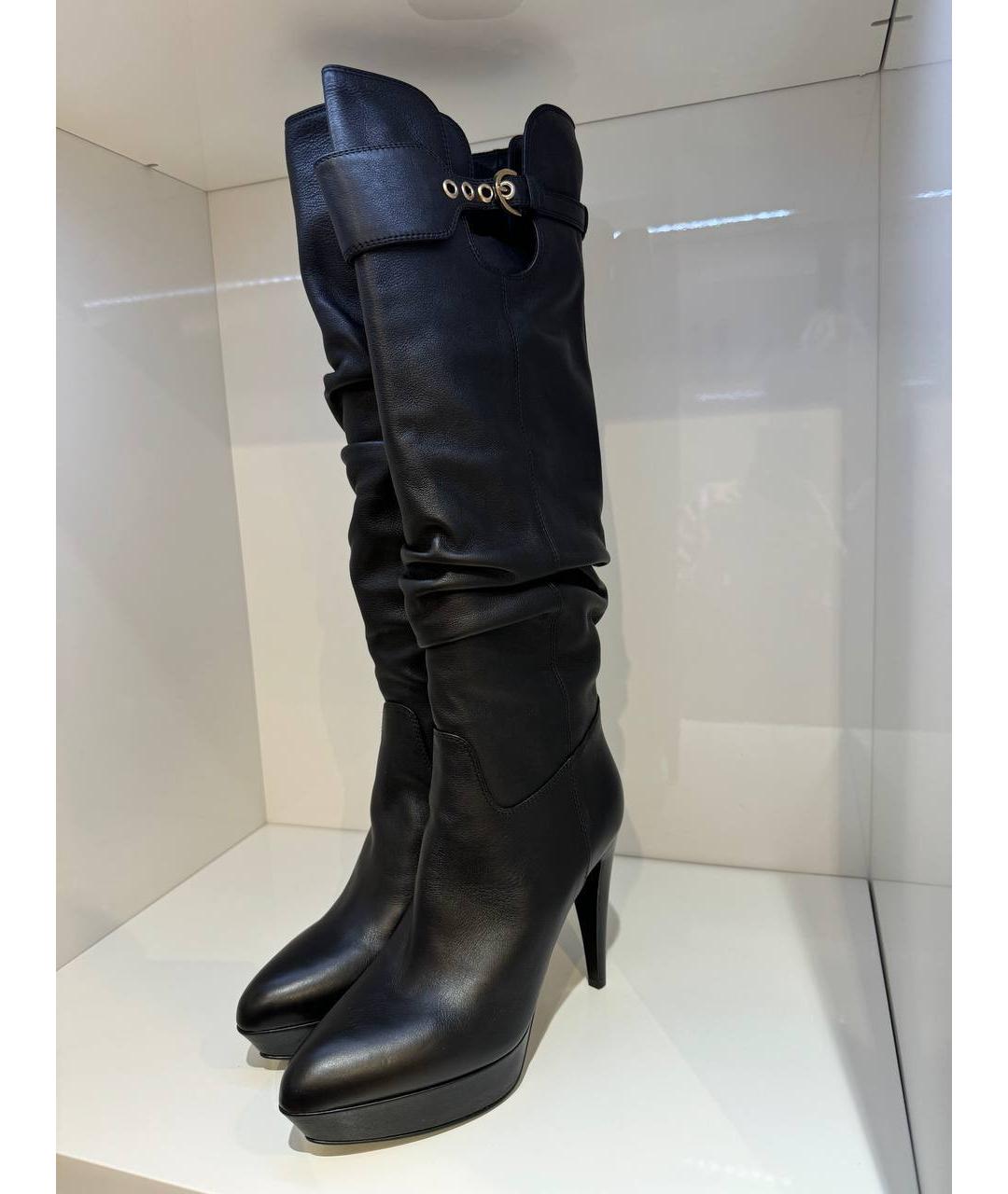 SERGIO ROSSI Черные кожаные сапоги, фото 4