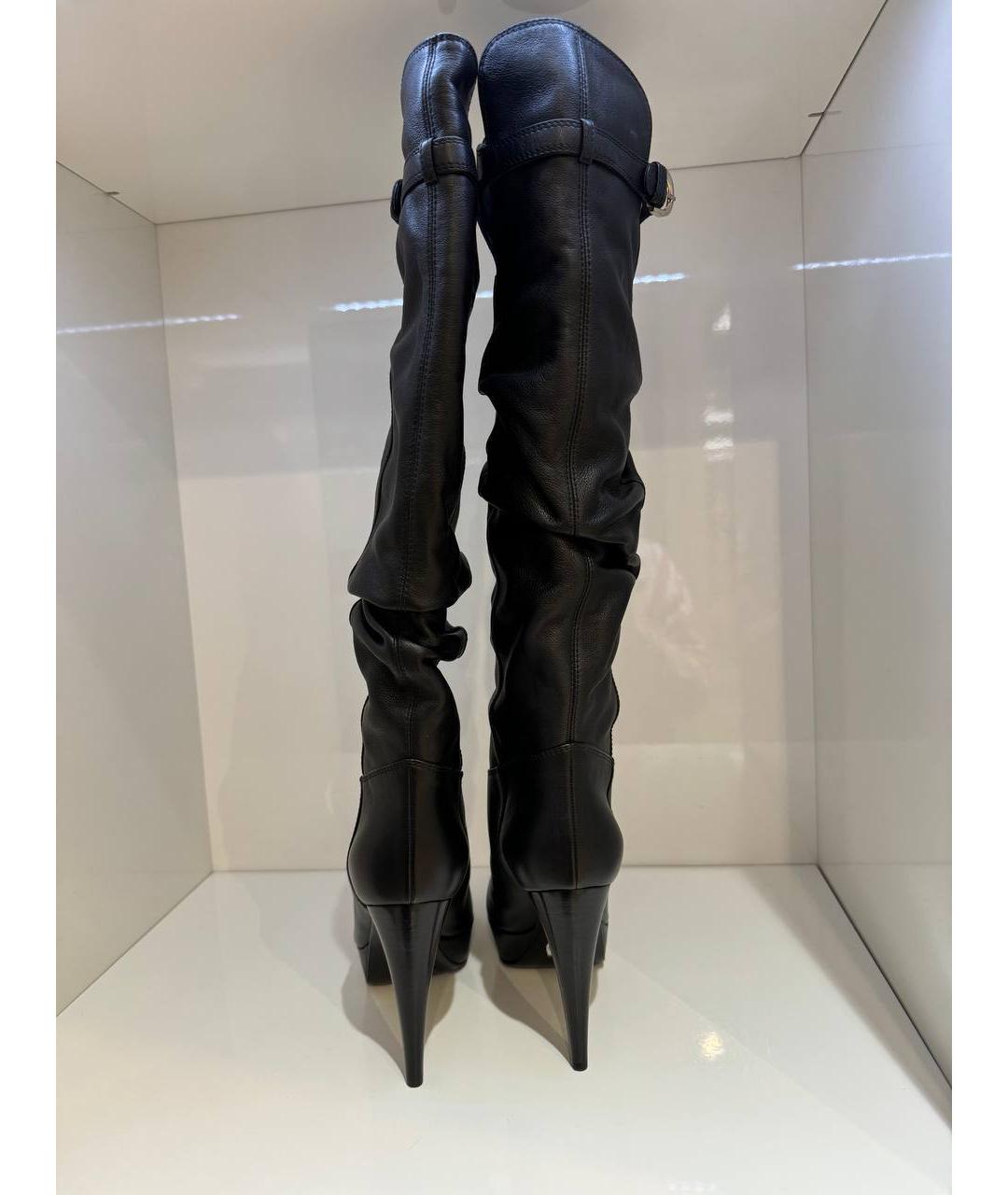SERGIO ROSSI Черные кожаные сапоги, фото 3