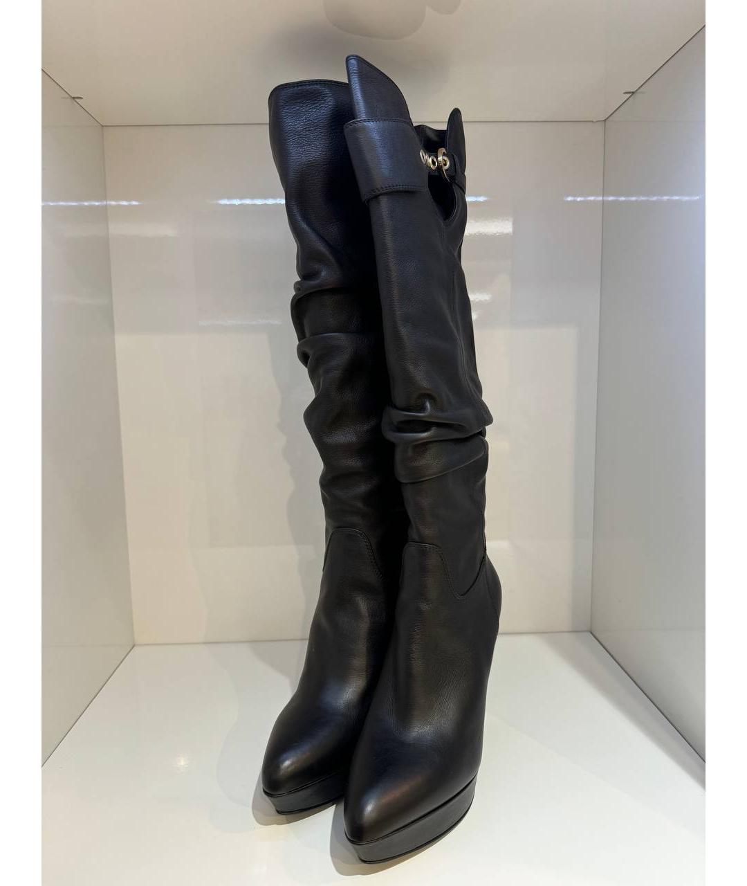 SERGIO ROSSI Черные кожаные сапоги, фото 2