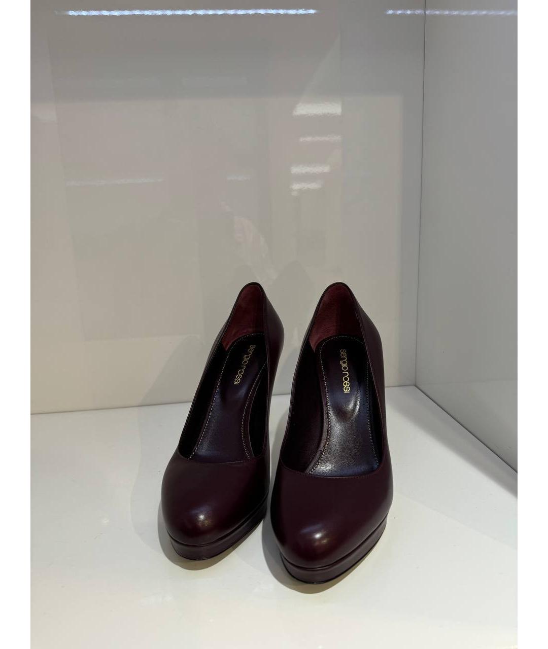SERGIO ROSSI Бордовые кожаные туфли, фото 2