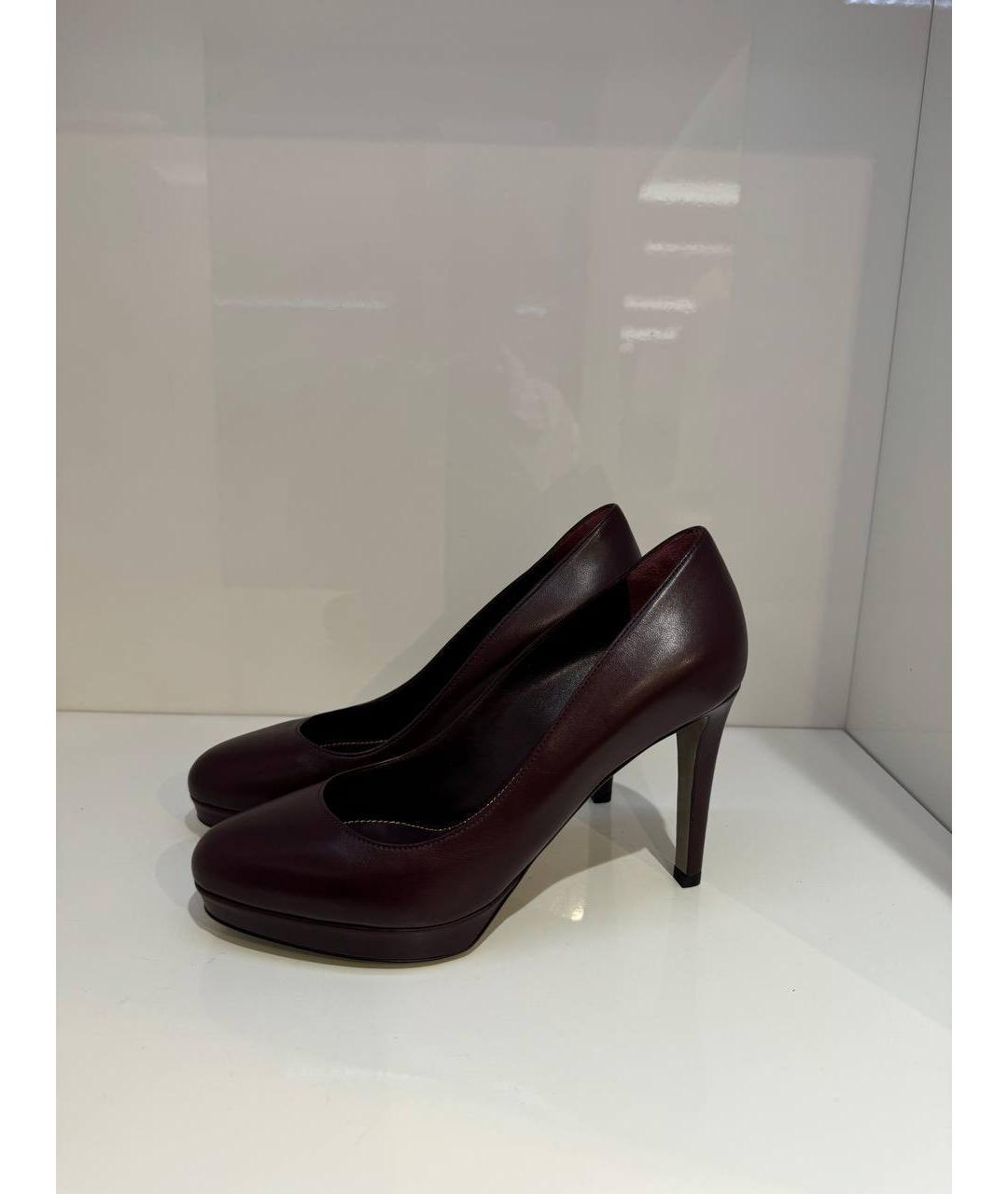 SERGIO ROSSI Бордовые кожаные туфли, фото 4