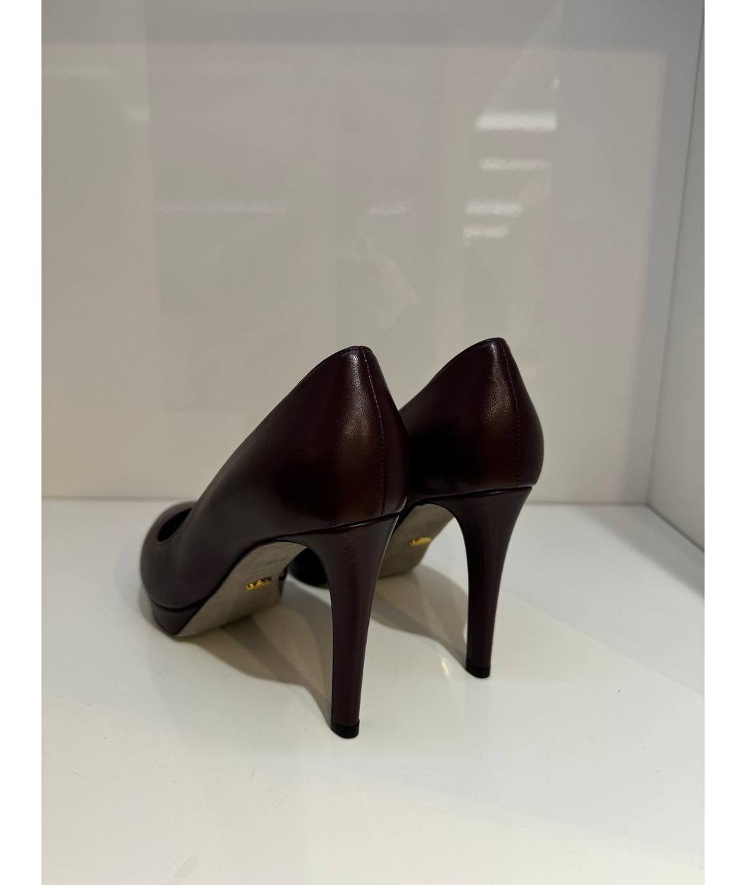 SERGIO ROSSI Бордовые кожаные туфли, фото 3