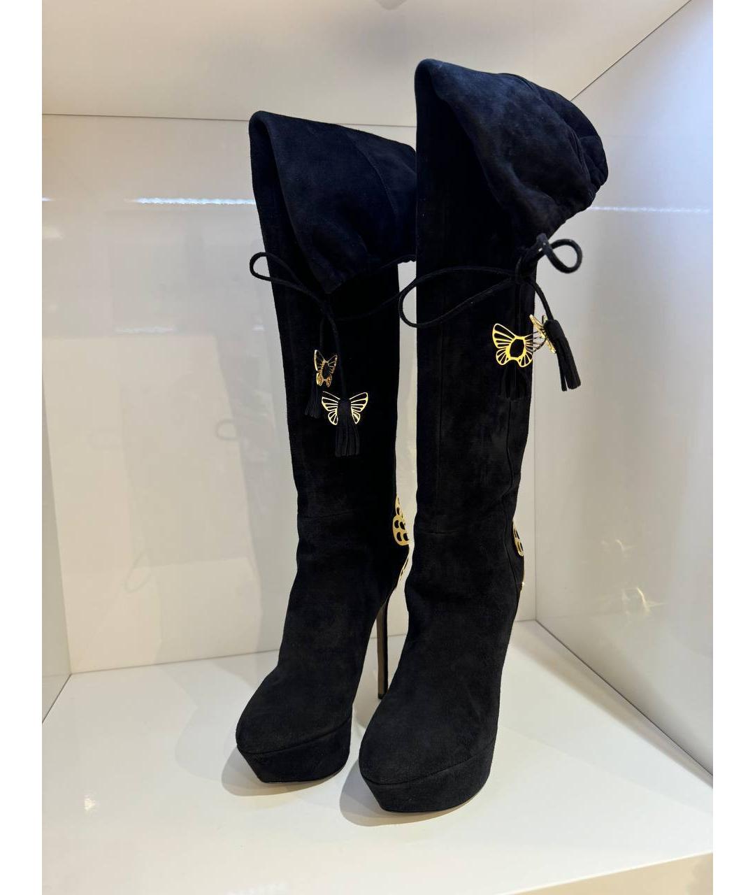 SERGIO ROSSI Черные замшевые сапоги, фото 2