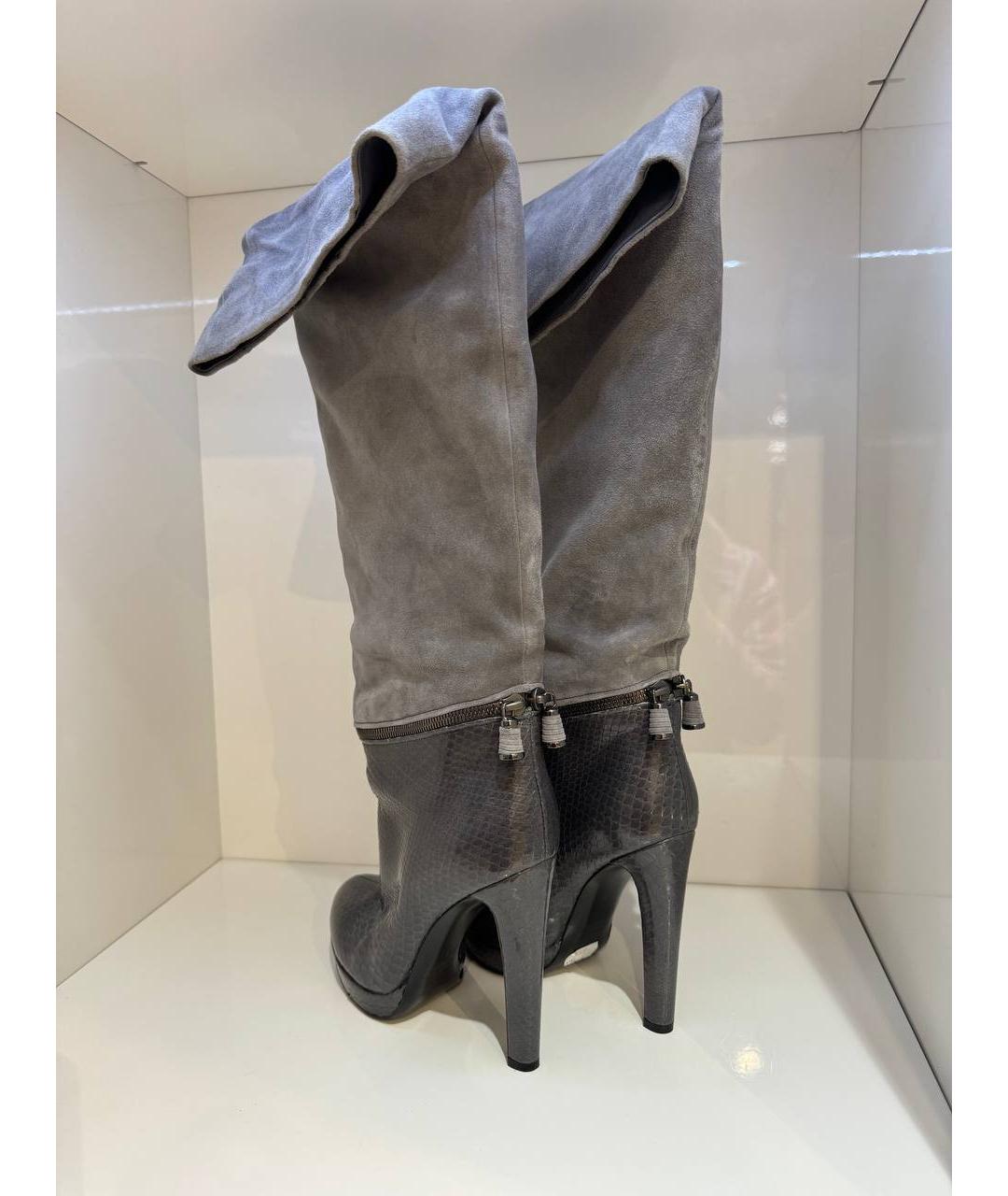 SERGIO ROSSI Серые кожаные сапоги, фото 3