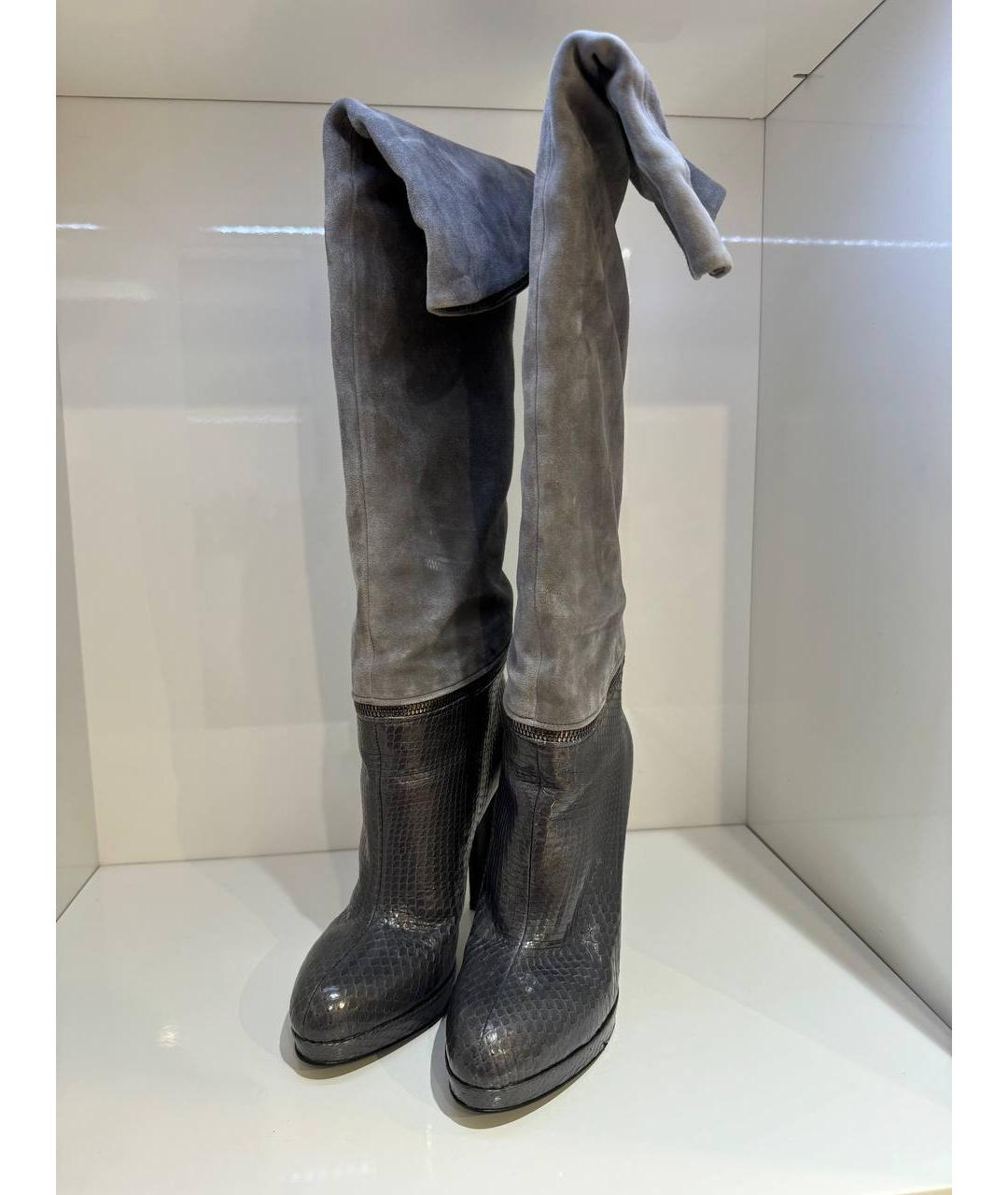 SERGIO ROSSI Серые кожаные сапоги, фото 2