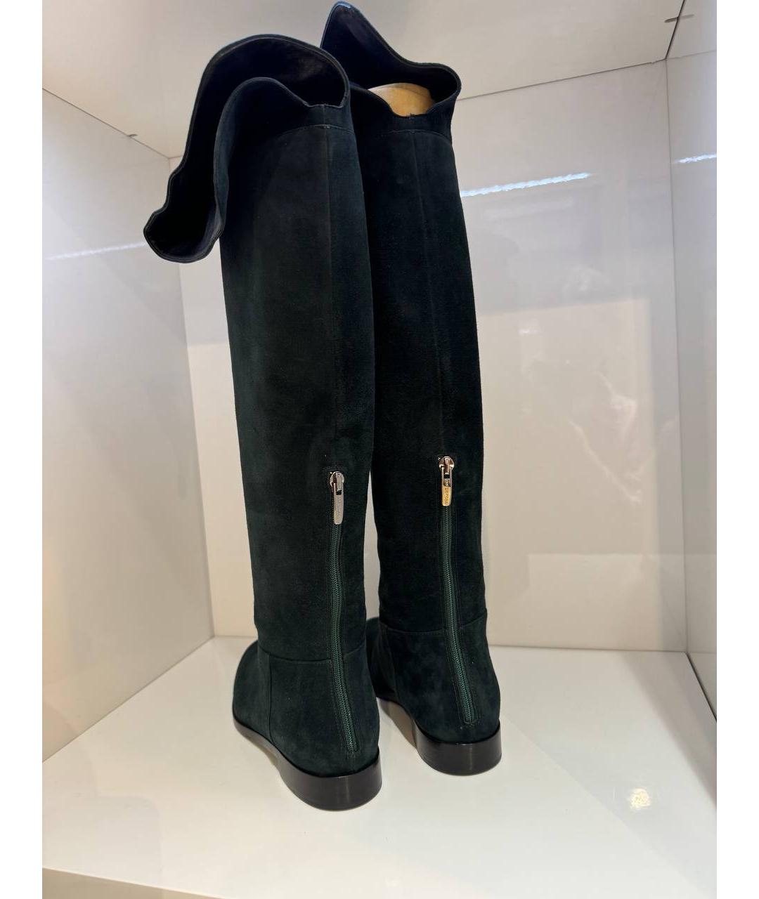 SERGIO ROSSI Зеленые замшевые сапоги, фото 3