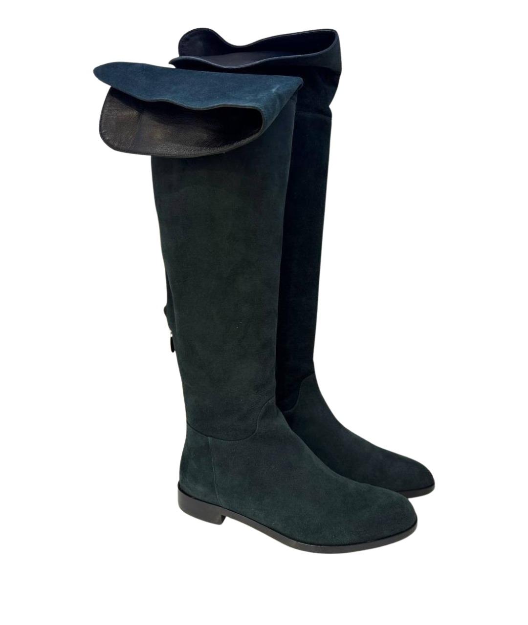 SERGIO ROSSI Зеленые замшевые сапоги, фото 1