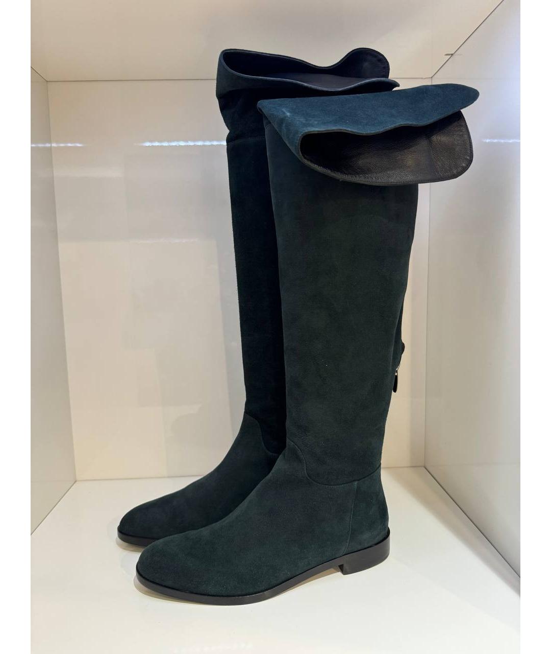 SERGIO ROSSI Зеленые замшевые сапоги, фото 4