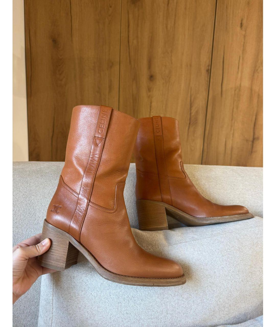 CELINE Коричневые кожаные полусапоги, фото 2