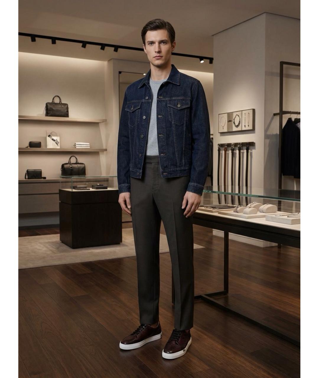 BERLUTI Хаки хлопковые повседневные брюки, фото 8