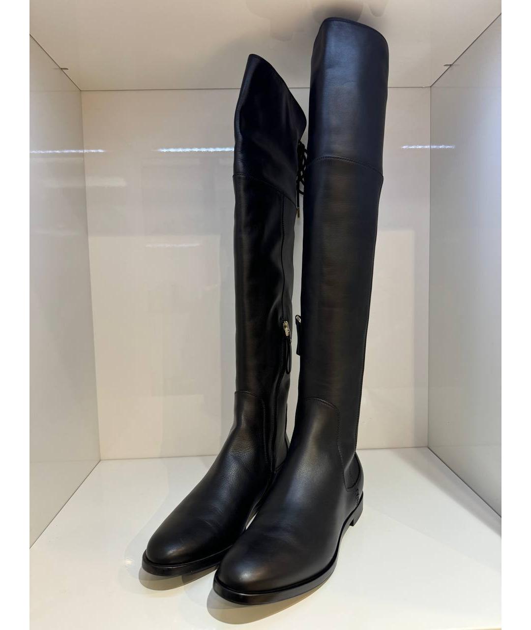 SERGIO ROSSI Черные кожаные сапоги, фото 2